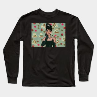 Glamorous lady in black dress Long Sleeve T-Shirt